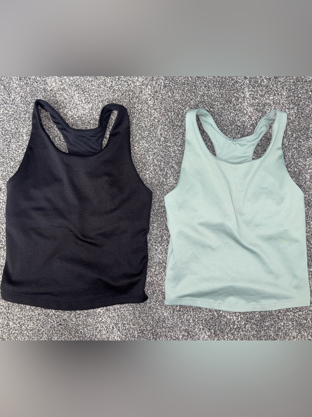 Athletic Works Racerback Cropped Tanks - Black & Sage Green